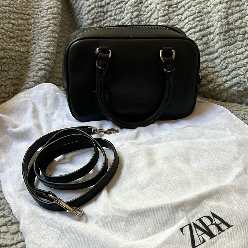 Zara Double Top Handle Leather Bag